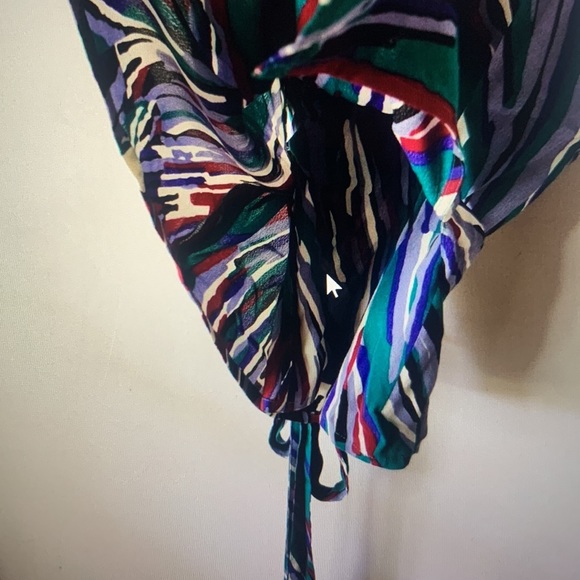 RODEBJER Wrap Bow Sleeveless Blouse JEWEL tones, IVORY & BLACK US L EUC - Picture 7 of 15